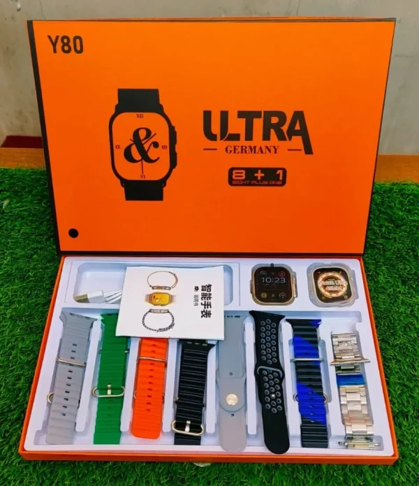 Y80 Ultra Smartwatch With 8 Strap